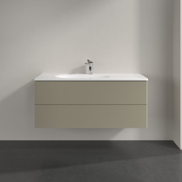 Wastafel Onderkast Villeroy en Boch Antao Met Structuur, Licht 2 laden 1188x504x493mm Stone Grey ...