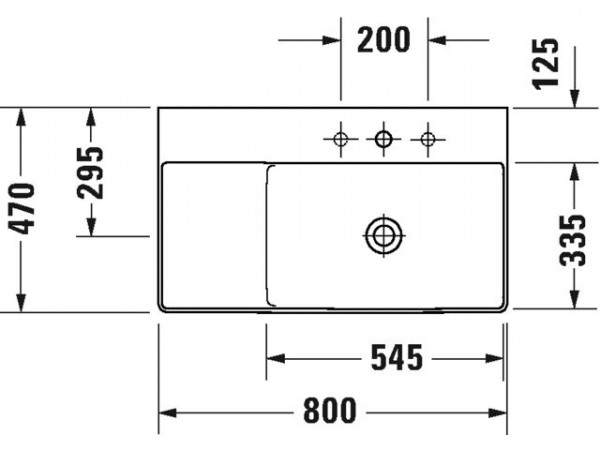 Duravit Meubelwastafel DuraSquare voor asymmetrische meubelen 800 mm Wit