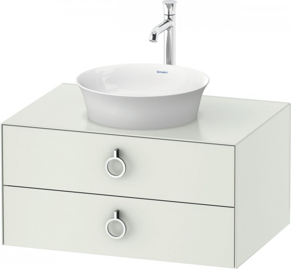 Meuble Pour Vasque à Poser Duravit White Tulip 2 tiroirs, poignées 800x408mm Blanc mat soyeux WT499003636