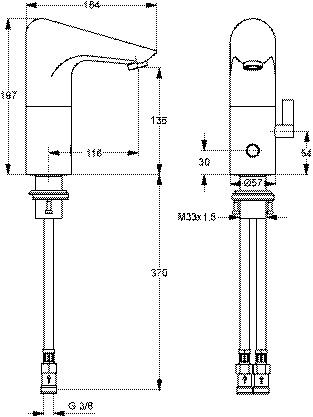 Wastafelkraan met sensor, zonder netwerktemperatuurbegrenzer Ideal Standard Ceraplus Chroom A4154AA