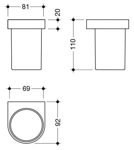 Hewi Houder System 800 Chroom/Satijn Glas