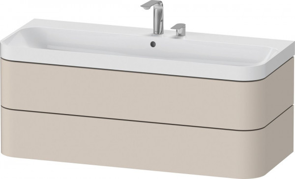 Set Meuble Salle De Bain Duravit Happy D.2 Plus Lavabo 2 trous, Meuble 2 tiroirs 1175mm Taupe Super Mat HP4349E83830000