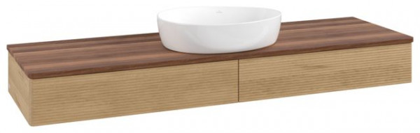 Wastafelmeubel Voor Opzet Waskom Villeroy en Boch Antao 1600x190x500mm Honey Oak/Warm Walnut