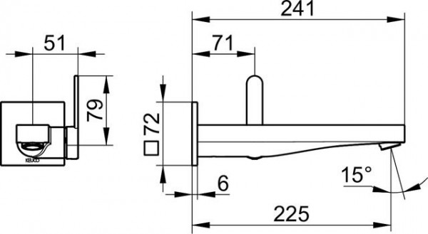 Inbouw Wastafelkraan Keuco IXMO Flat Enkele hendel, vierkant, 241 mm Chroom