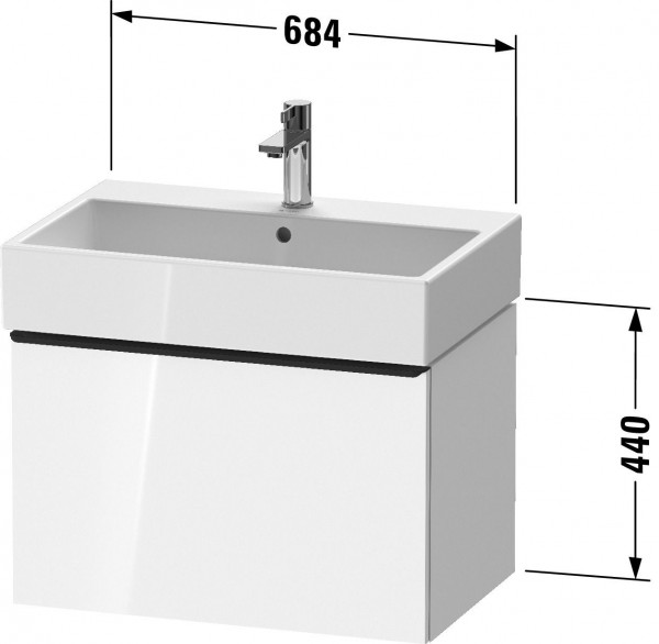 Meuble Pour Lavabo Encastrable Duravit D-Neo tiroir poignée doré pour Lav. Vero Air 684mm Noyer foncé mat DE4272034210000