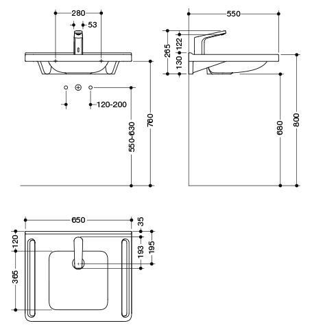 Hewi Hangende Wastafel met Kraan 650 mm Alpenwit 950.19.050