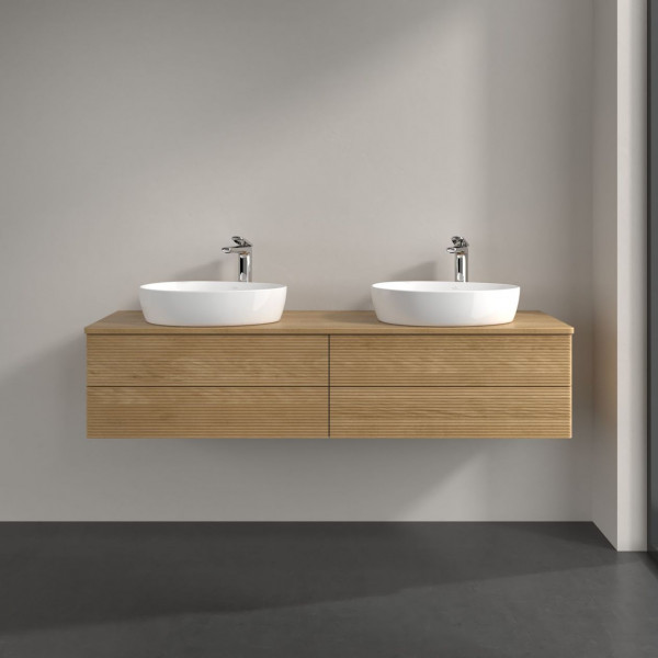 Dubbel Wastafelmeubel Villeroy en Boch Antao 1600x360x500mm Honey Oak