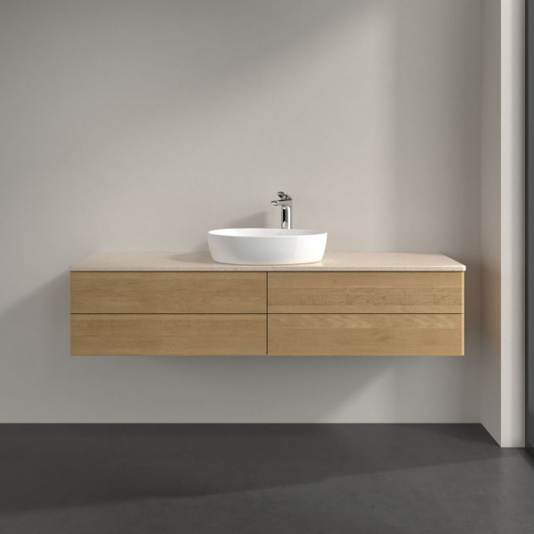 Wastafelmeubel Voor Opzet Waskom Villeroy en Boch Antao 1600x360x500mm Honey Oak/Boticcino