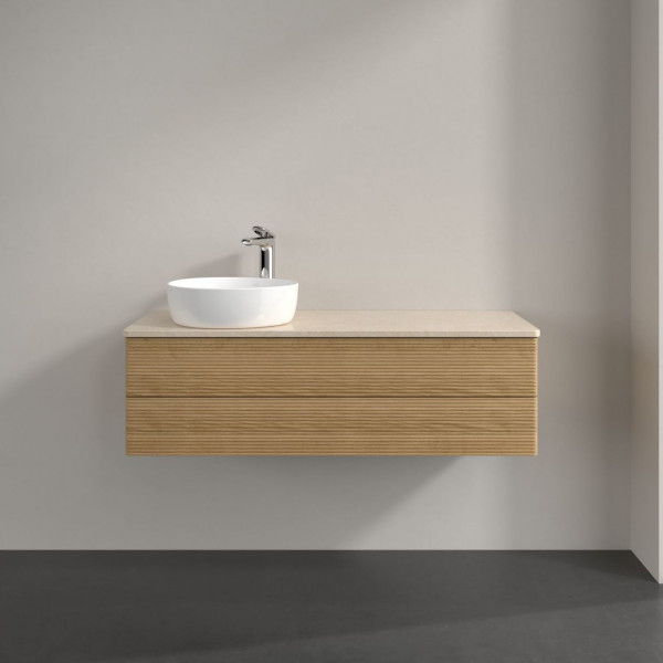 Wastafelmeubel Voor Opzet Waskom Villeroy en Boch Antao 1200x360x500mm Honey Oak/Boticcino