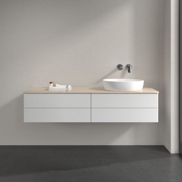 Wastafelmeubel Voor Opzet Waskom Villeroy en Boch Antao 1600x360x500mm Glossy White Lacquer/Botic...