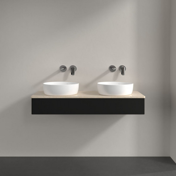 Dubbel Wastafelmeubel Villeroy en Boch Antao 1200x190x500mm Black Matt Laquered/Boticcino