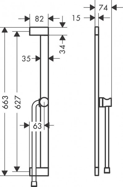 Unica Glijstangset E Puro 65 cm Mat Zwart