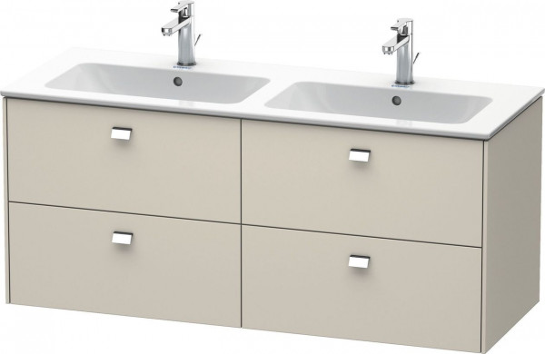 Meuble Pour Lavabo Encastrable Duravit Brioso 4 tiroirs, poignée chrome, pour Lav. double ME 1290mm Taupe Mat BR410601091