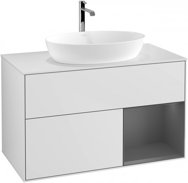 Meuble Pour Vasque à Poser Villeroy et Boch Finion White/Anthracite/Glass White FA21GKMT