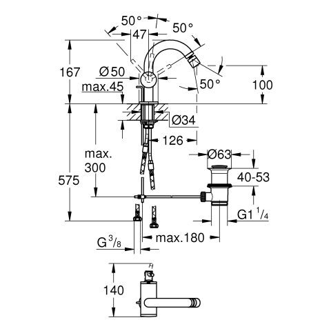 Bidetkraan Grohe Atrio Supersteel