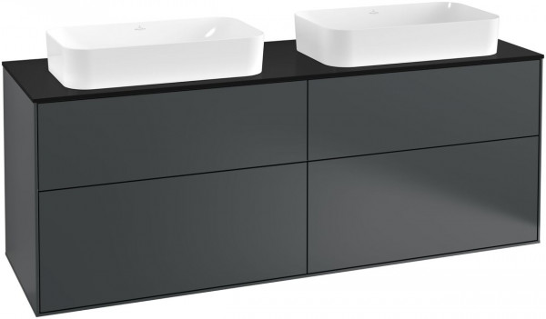 Meuble Pour Lavabo Encastrable Villeroy et Boch Finion avec éclairage mural Midnight Blue/Glass Black G31200HG