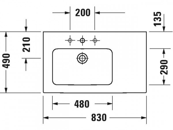 Duravit Meubelwastafel ME by Starck voor asymmetrische meubelen 830 mm