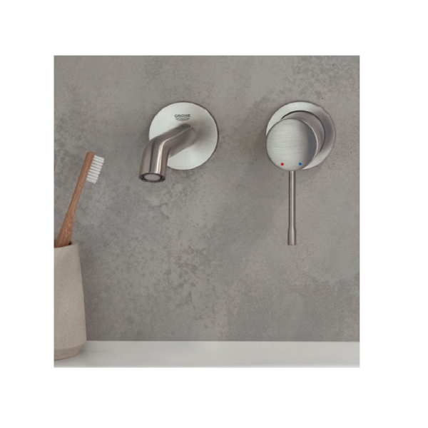 Mitigeur Lavabo Grohe Essence Mural 2 trous Taille L Nickel