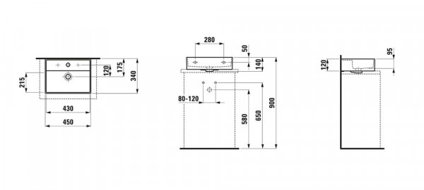 Fontein Toilet Laufen KARTELL onderzijde geslepen, vrijstaand, 1 gat, overloop 450mm Wit Clean Coat