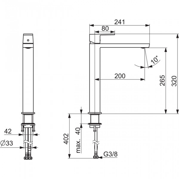 1 Gats Mengkraan Hansa STELA 320x200mm Chroom