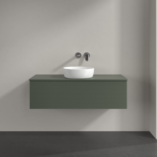 Wastafelmeubel Voor Opzet Waskom Villeroy en Boch Antao 1200x360x500mm Leaf Green Matt Lacquer