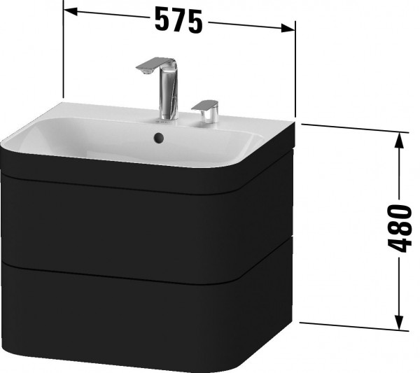 Badkamermeubel Set Duravit Happy D.2 Plus 2 gaten 575mm Taupe Satin Matt