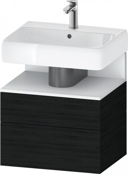 Meuble Pour Vasque à Poser Duravit Qatego suspendu 2 tiroirs Lumière 590mm Blanc Mat/Chêne Noir Mat QA4393018160010