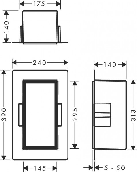 Plank Hansgrohe XtraStoris wanduitsparing met betegelbare deur 240x390mm Mat Wit