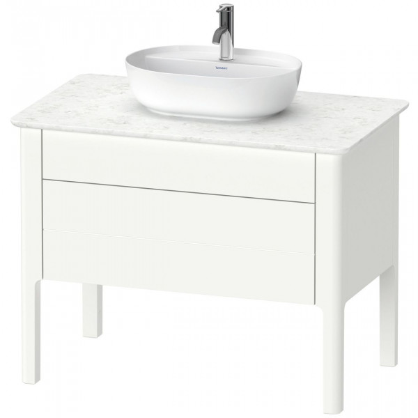 Meuble Pour Vasque à Poser Duravit Luv sur pieds 2 tiroirs 938x743x570mm Blanc Satiné LU956903636