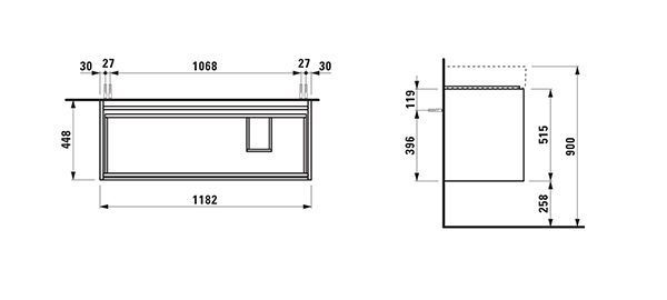 Wastafelmeubel Voor Opzet Waskom Laufen LANI Wastafel rechts voor Kartell 448x1182x515mm Veelkleurig