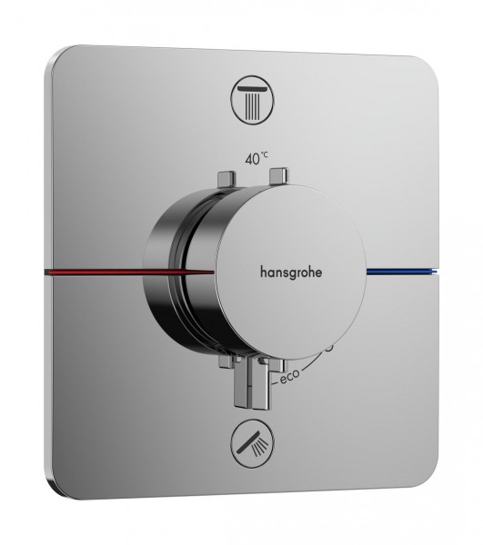 Mitigeur Thermostatique Douche Hansgrohe ShowerSelect Comfort Q 2 sorties Encastré Start/Stop, sécurité intégrée 155x155mm Chromé