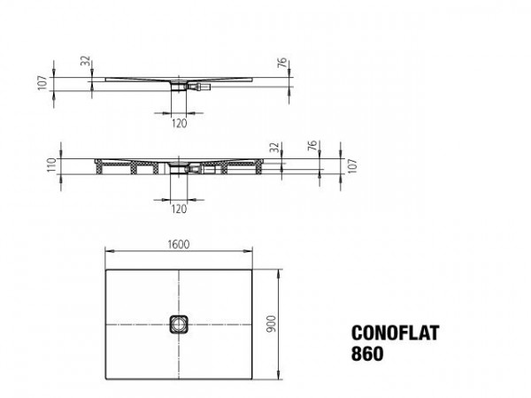 Kaldewei Douchebak Rechthoekig Mod.860-2 Conoflat (467635000)