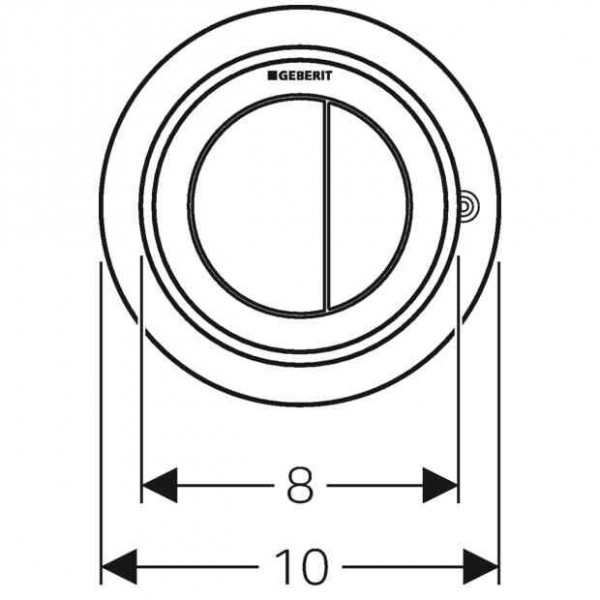 Geberit Type10 bedieningplaat met dualflush frontbediening voor toilet/urinoir 10x10cm zwart / chroom 116.057.KM.1