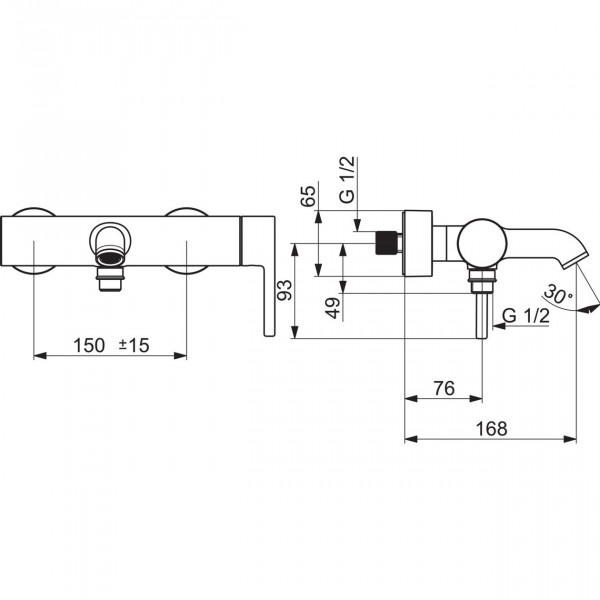 Thermostatische Mengkraan Bad Douche Hansa VANTIS Style 168mm Chroom