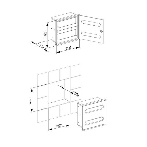 Keuco Paper Dispenser Plan Integraal 326x325x143mm