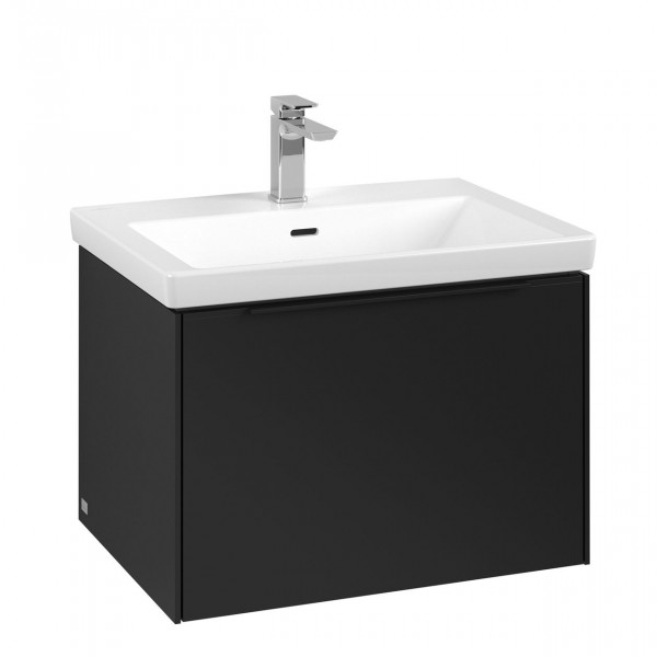 Villeroy & Boch Subway 3.0 wastafelonderkast 65x40x45cm met Volcano Black greep 1 softclose lade 1 sifonuitsparing spaanplaat volcano black c57501vl