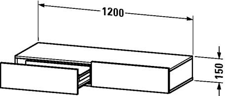 Duravit Durastyle Lage kast 15x120x44 cm Grafiet Mat