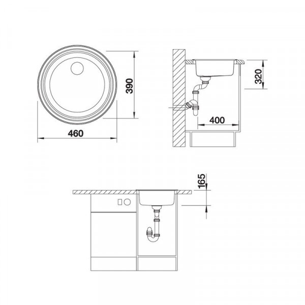 Blanco Inbouw Spoelbak Rondosol 1½'' (513307)