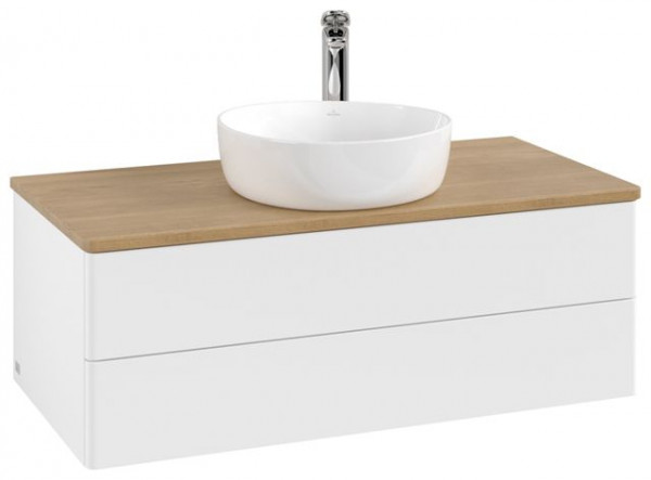 Wastafelmeubel Voor Opzet Waskom Villeroy en Boch Antao 1000x360x500mm White Matt Laquered/Honey Oak