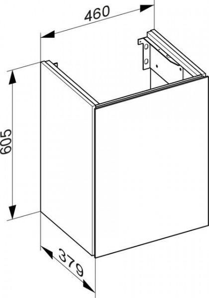 Wastafel Onderkast Keuco X-Line 1 deur, Rechts 460x605x380mm Truffel