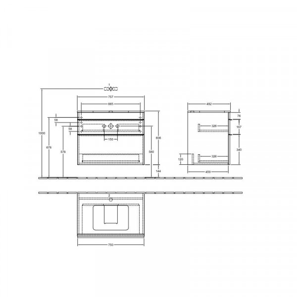 Villeroy en Boch Wastafelmeubels Venticello 757 x 606 x 502 mm