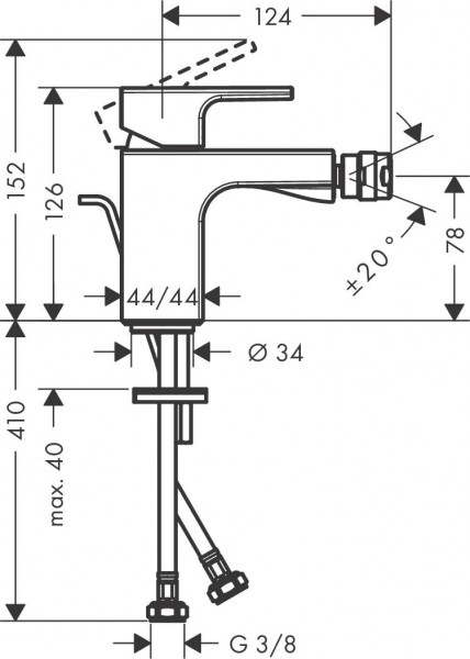 Hansgrohe Vernis bidetkraan met waste chroom 71211000