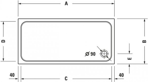 Douchebak Rechthoekig Duravit D-Code 1600x900mm Wit