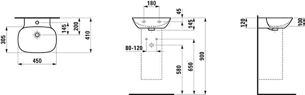 Fontein Toilet Laufen INO overloop 450mm Wit