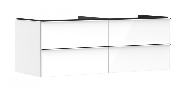 Meuble Pour Vasque à Poser Hansgrohe Xelu Q 4 tiroirs 1360x550x485mm Blanc Brillant/Chromé