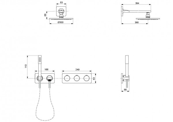 Inbouw Douche Ideal Standard Archimodule Doucheset met handdouche en hoofddouche