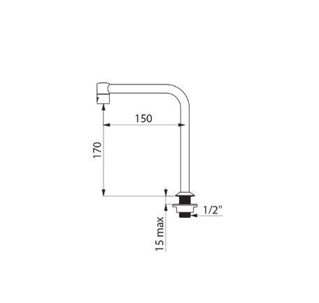 Delabie Kraanuitloop Hauteur 170 mm Longueur 150 mm 204001