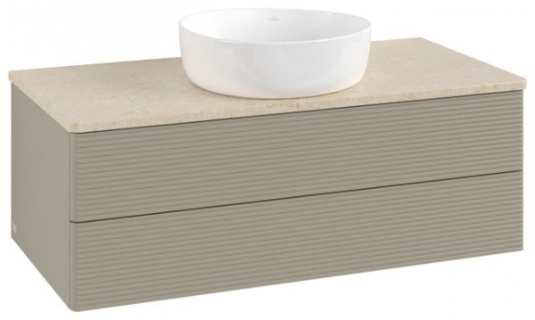 Wastafelmeubel Voor Opzet Waskom Villeroy en Boch Antao 1000x360x500mm Stone Grey Matt Lacquer/Bo...