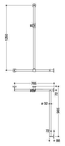 Hewi Badgreep System 900 met douchestang 900.35.30640