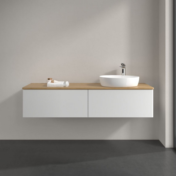 Wastafelmeubel Voor Opzet Waskom Villeroy en Boch Antao 1600x360x500mm Glossy White Lacquer/Honey...